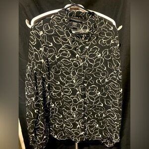 Large Black Sheer Button Down Women’s Blouse, Preloved in great condition.